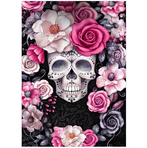 DIY Square Diamond Painting Skull Flower for Adult Full Drill Paint with Diamonds Kits 5D Diamond Art for Wall Decor-YNC001 (red)